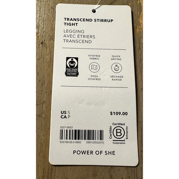 Athleta Transcend High-Rise Compression Stirrup Leggings Small Tan/Pyrite NWT - Picture 7 of 7